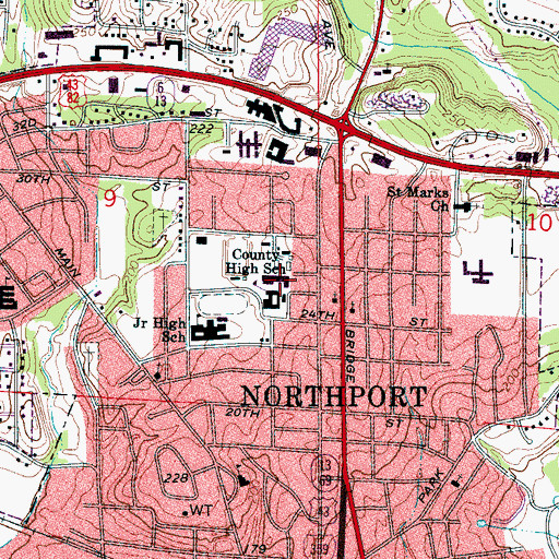Topographic Map of Tuscaloosa County High School, AL