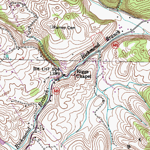 Topographic Map of Riggs Chapel, VA
