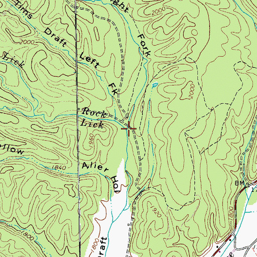 Topographic Map of Right Fork Tims Draft, VA
