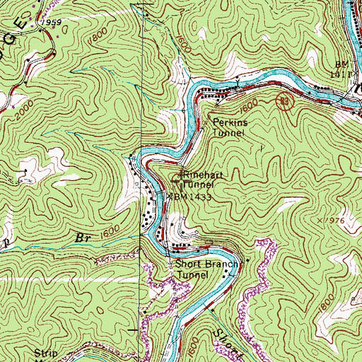 Topographic Map of Rinehart Tunnel, VA