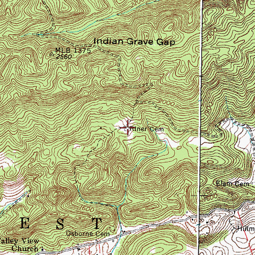 Topographic Map of Riner Cemetery, VA