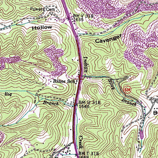 Topographic Map of Riner School, VA