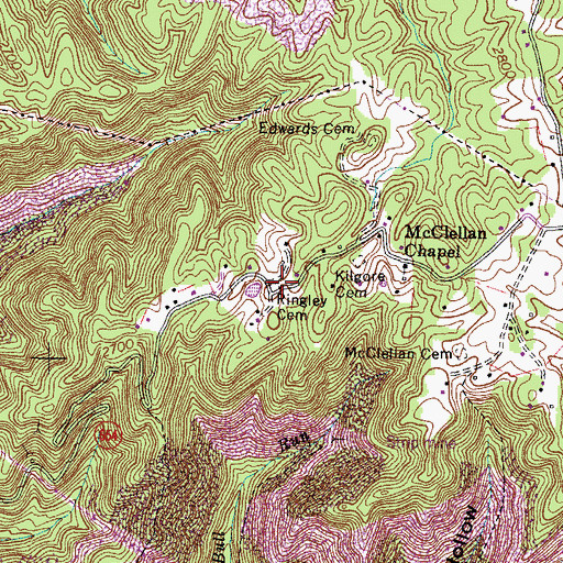 Topographic Map of Ringley Cemetery, VA
