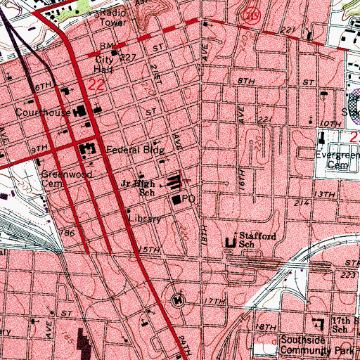Topographic Map of Tuscaloosa Middle School (historical), AL