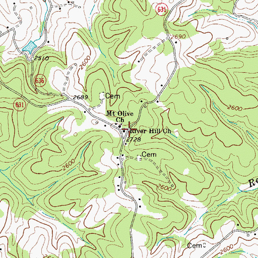 Topographic Map of River Hill Church, VA