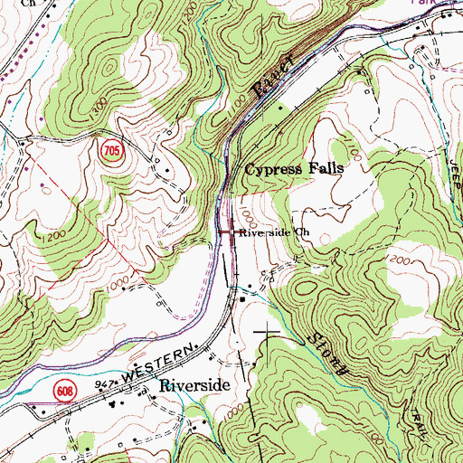 Topographic Map of Riverside Church, VA