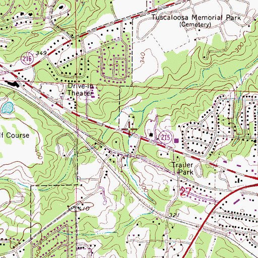 Topographic Map of Tuscaloosa Primitive Baptist Church, AL