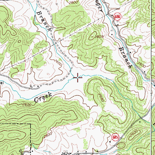 Topographic Map of Roaring Branch, VA