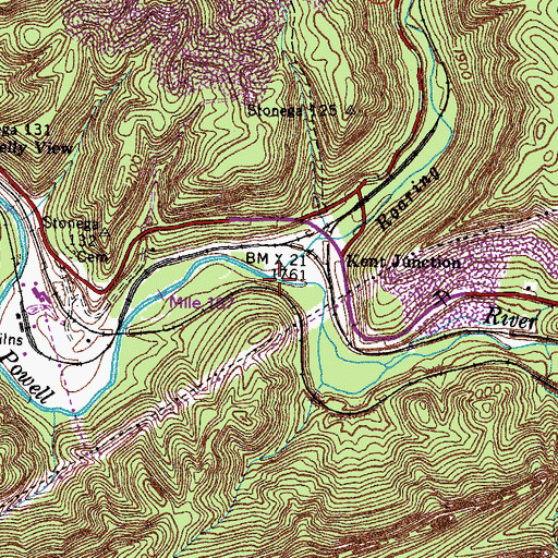 Topographic Map of Roaring Fork, VA