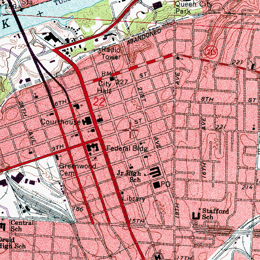 Topographic Map of Tuscaloosa Public School (historical), AL
