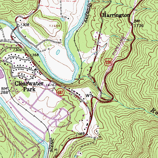 Topographic Map of Roaring Run, VA