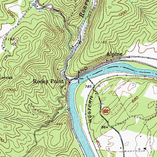 Topographic Map of Roaring Run, VA