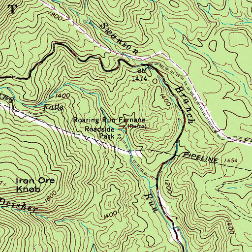 Topographic Map of Roaring Run Furnace, VA