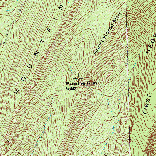 Topographic Map of Roaring Run Gap, VA