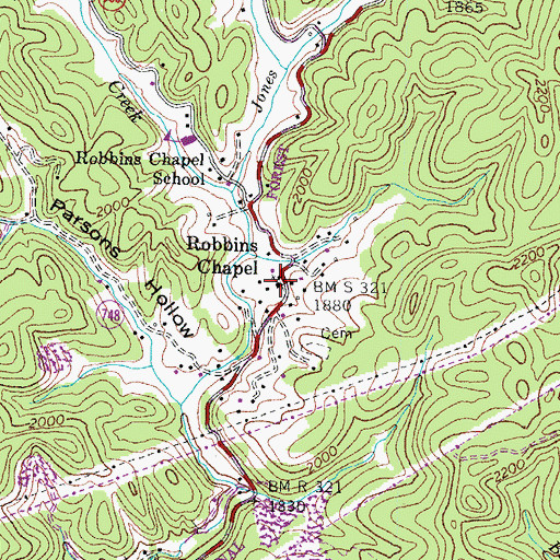 Topographic Map of Robbins Chapel, VA