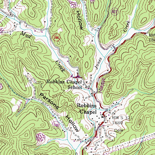 Topographic Map of Robbins Chapel School, VA