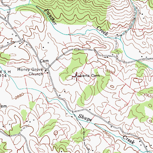 Topographic Map of Roberts Cemetery, VA