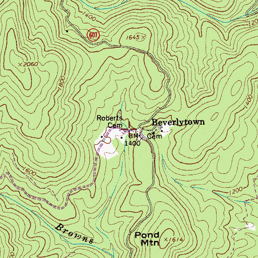 Topographic Map of Roberts Cemetery, VA