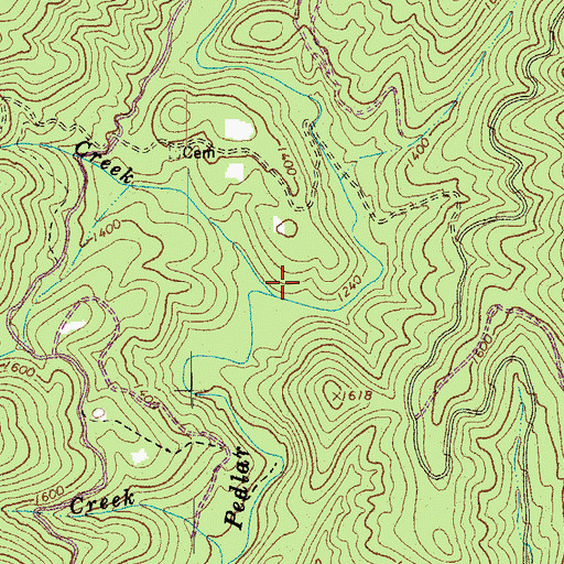 Topographic Map of Roberts Creek, VA
