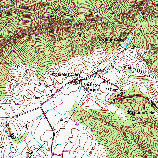 Topographic Map of Robinett Cemetery, VA
