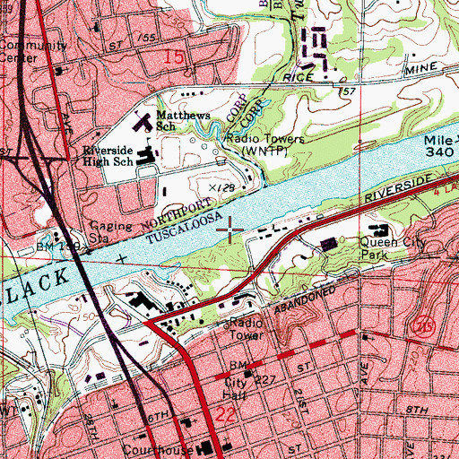 Topographic Map of Tuscaloosa Shoals (historical), AL