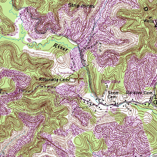 Topographic Map of Robinette Cemetery, VA