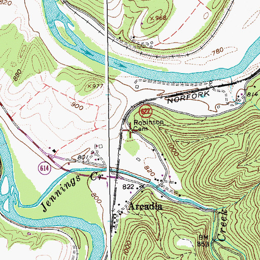 Topographic Map of Robinson Cemetery, VA