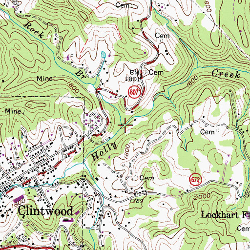 Topographic Map of Rock Branch, VA