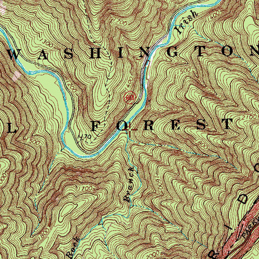 Topographic Map of Rock Branch, VA