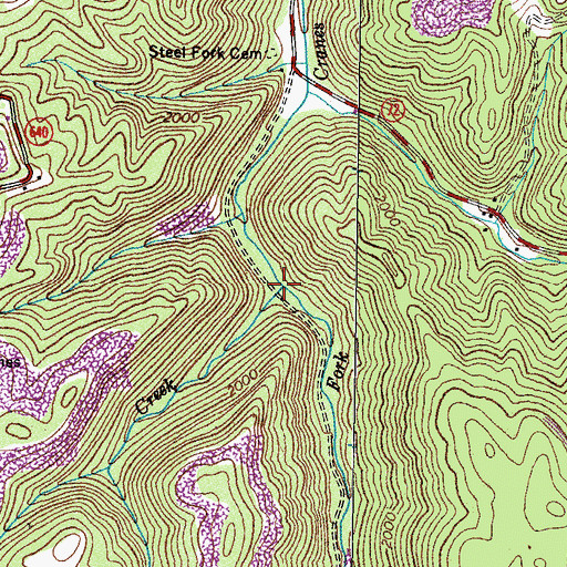 Topographic Map of Rock Creek, VA