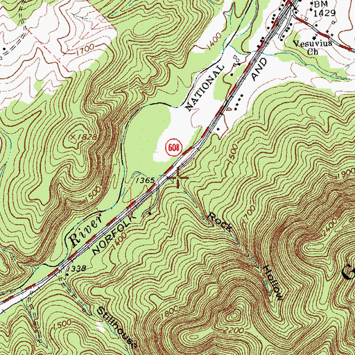 Topographic Map of Rock Hollow, VA