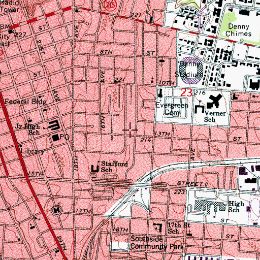 Topographic Map of Tuscaloosa University High School (historical), AL