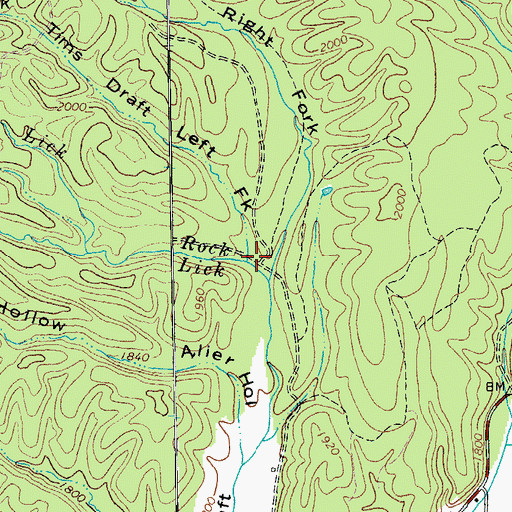 Topographic Map of Rock Lick, VA