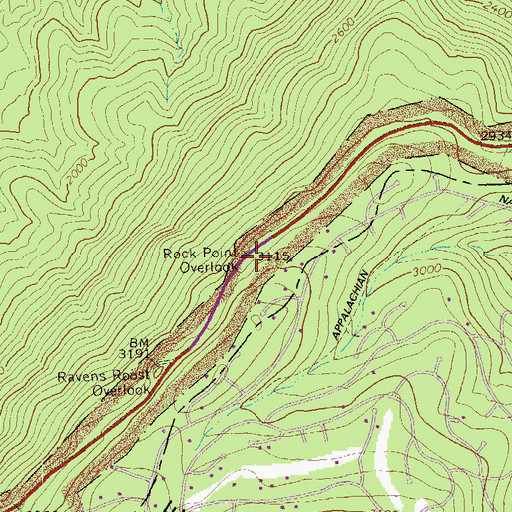 Topographic Map of Rock Point Overlook, VA