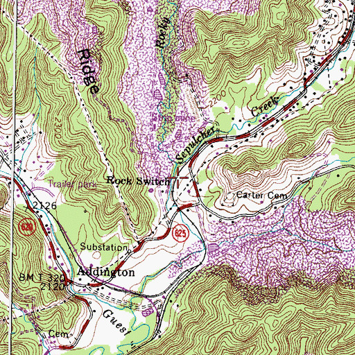 Topographic Map of Rock Switch, VA