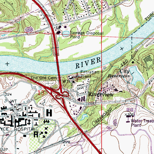 Topographic Map of Riverview Water Treatment Plant (historical), AL