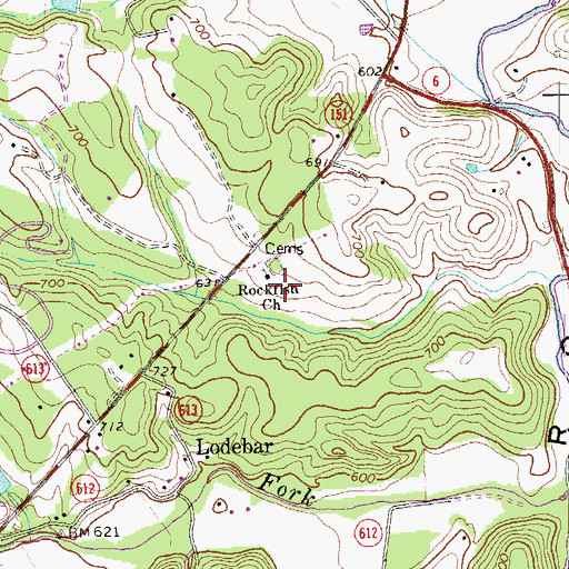 Topographic Map of Rockfish Church, VA