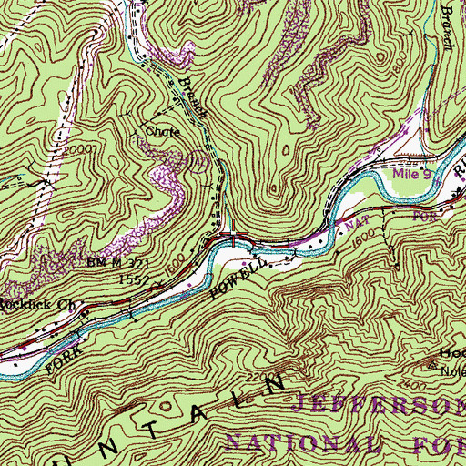Topographic Map of Rocklick Branch, VA