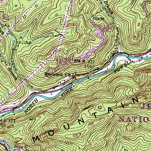 Topographic Map of Rocklick Church, VA