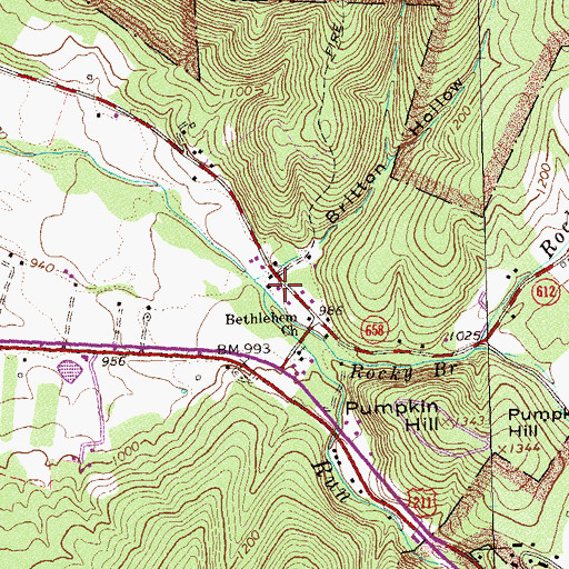 Topographic Map of Rocky Branch, VA