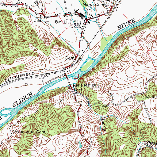 Topographic Map of Rocky Branch, VA