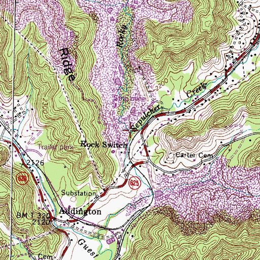 Topographic Map of Rocky Fork, VA