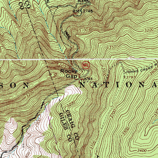 Topographic Map of Rocky Gap, VA