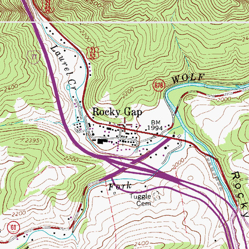 Topographic Map of Rocky Gap, VA