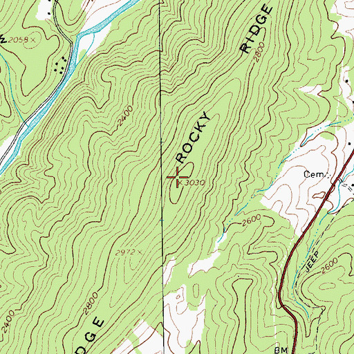Topographic Map of Rocky Ridge, VA