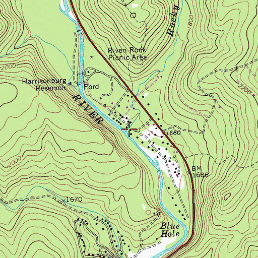 Topographic Map of Rocky Run, VA