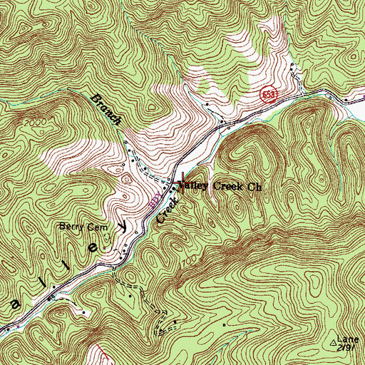 Topographic Map of Roddy Branch, VA