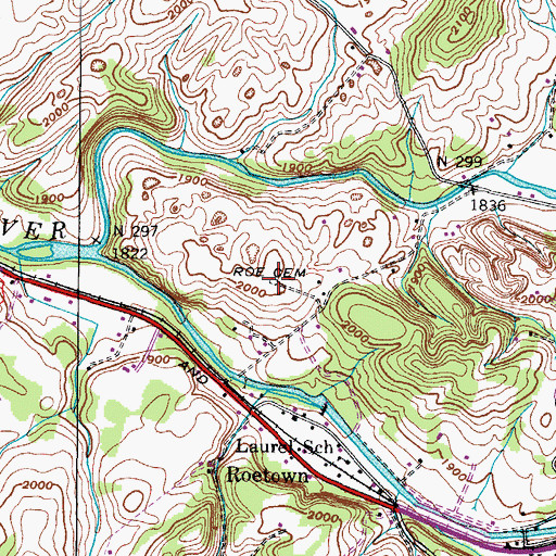 Topographic Map of Roe Cemetery, VA