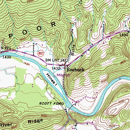 Topographic Map of Roebuck, VA