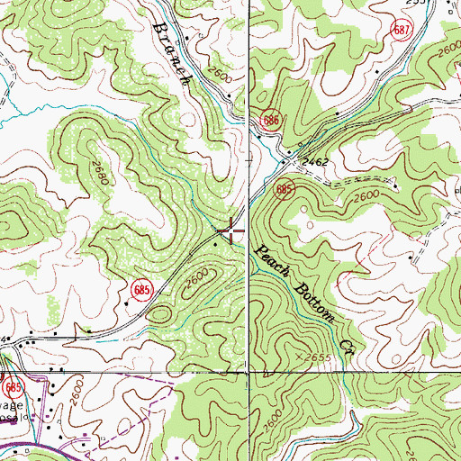 Topographic Map of Roger Branch, VA